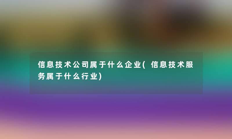 信息技术公司属于什么企业(信息技术服务属于什么行业)