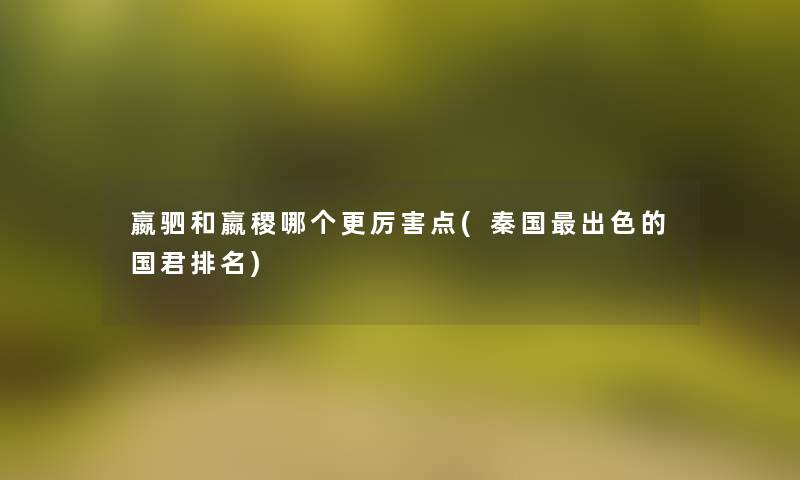 嬴驷和嬴稷哪个更厉害点(秦国出色的国君推荐)