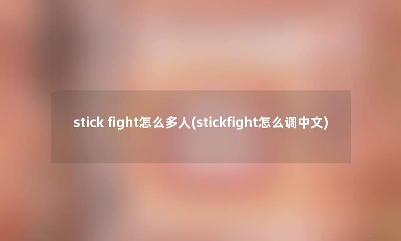 stick fight怎么多人(stickfight怎么调中文)