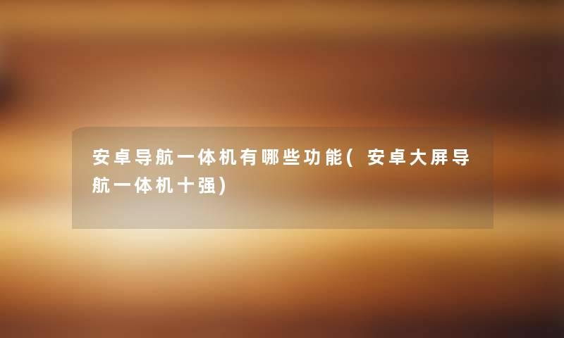 安卓导航一体机有哪些功能(安卓大屏导航一体机十强)