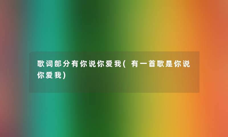 歌词部分有你说你爱我(有一首歌是你说你爱我)