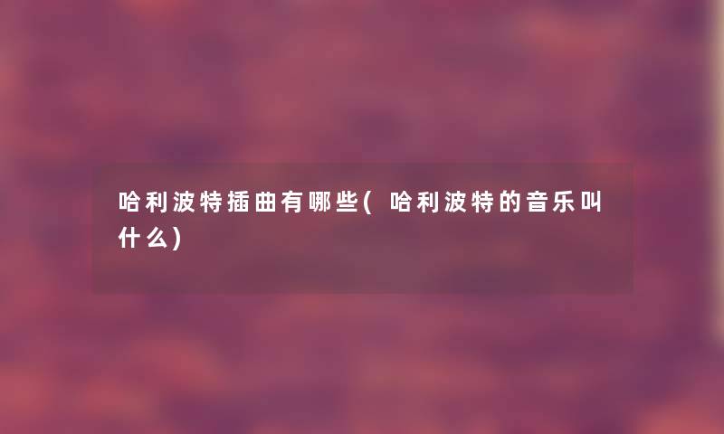 哈利波特插曲有哪些(哈利波特的音乐叫什么)