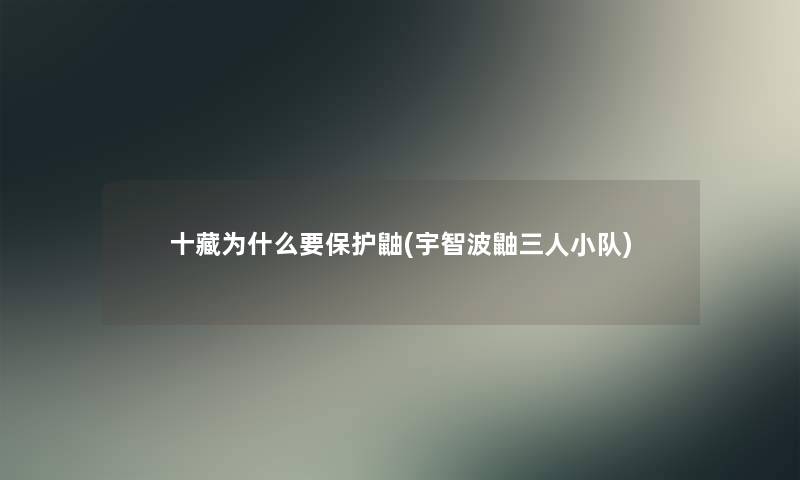 十藏为什么要保护鼬(宇智波鼬三人小队)