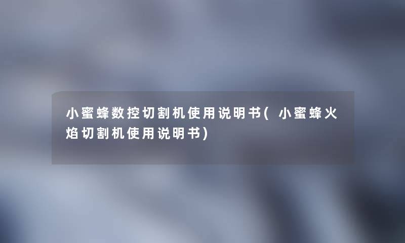 小蜜蜂数控切割机使用说明书(小蜜蜂火焰切割机使用说明书)