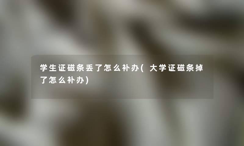 学生证磁条丢了怎么补办(大学证磁条掉了怎么补办)