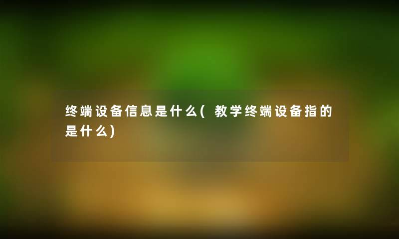 终端设备信息是什么(教学终端设备指的是什么)