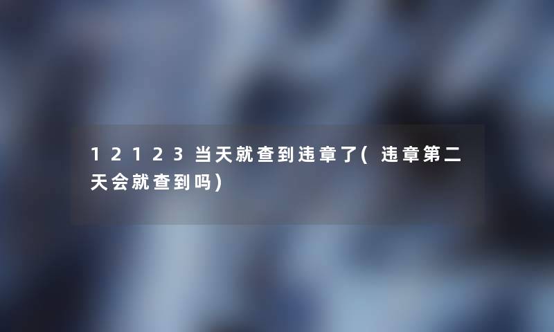 12123当天就查到违章了(违章第二天会就查到吗)