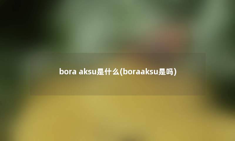 bora aksu是什么(boraaksu是吗)