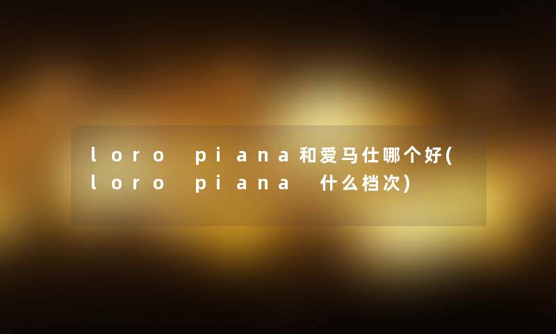 loro piana和爱马仕哪个好(loro piana 什么档次)