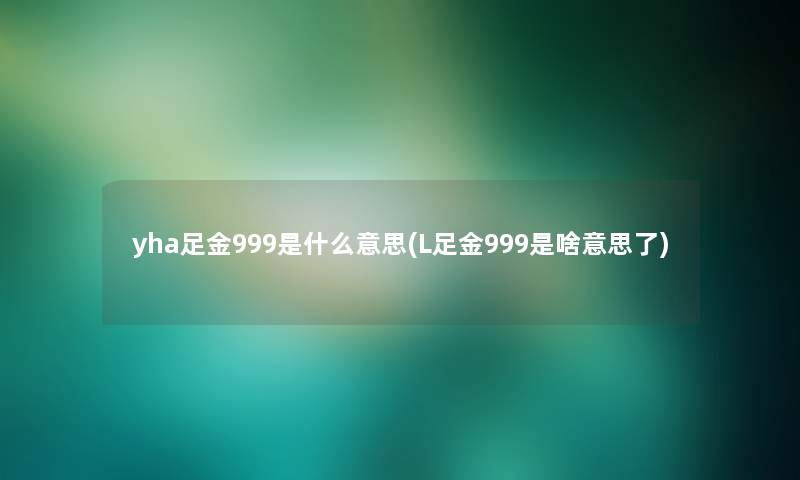 yha足金999是什么意思(L足金999是啥意思了)