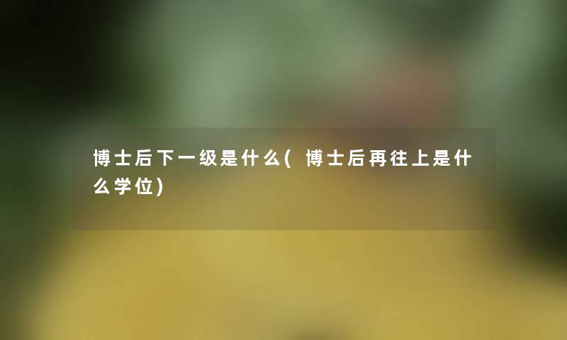 博士后下一级是什么(博士后再往上是什么学位)