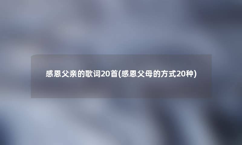 感恩父亲的歌词20首(感恩父母的方式20种)