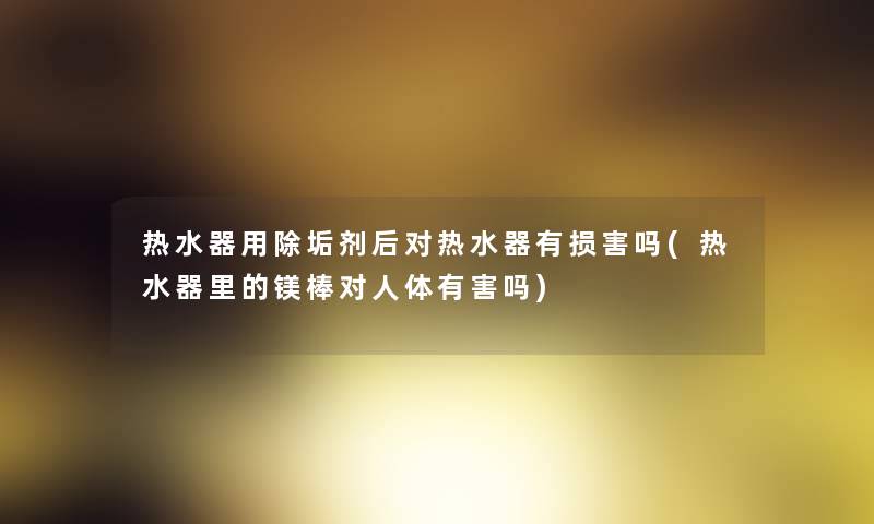 热水器用除垢剂后对热水器有损害吗(热水器里的镁棒对人体有害吗)