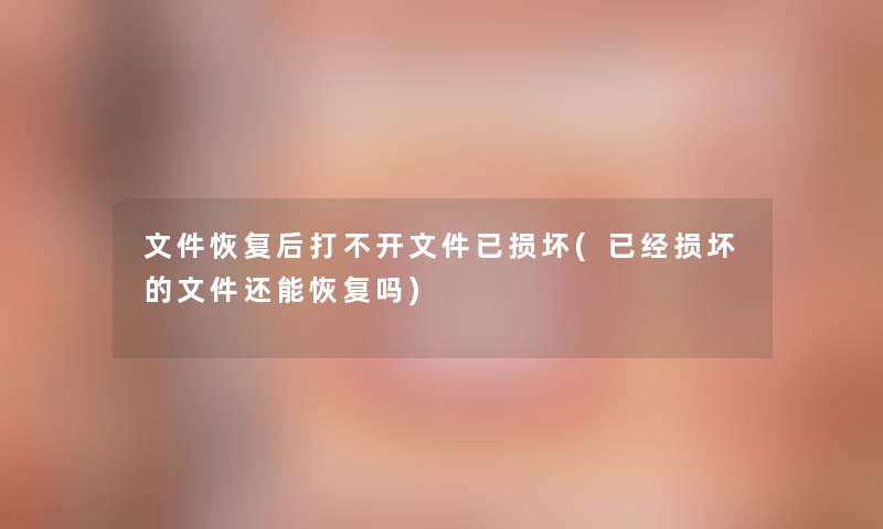 文件恢复后打不开文件已损坏(已经损坏的文件还能恢复吗)